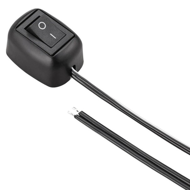 Czarny przełącznik kołyskowy z kablem 100 cm, Napięcie DC12V, Prąd 10A, Rozmiar 3,1 cm, Materiał PC 1