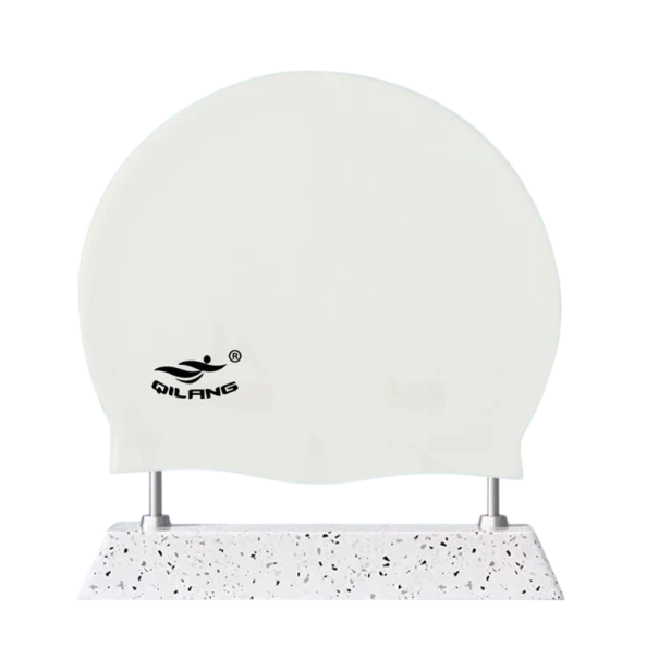 Czepek pływacki silikonowy unisex, wodoodporny, 50g, elastyczna ochrona włosów, do treningu i zawodów na basenie biały