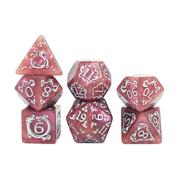Dados de jogo 7 pcs dados poliedricos RPG para jogos de tabuleiro Dragão Dungeons conjunto de dados para roleplay e jogos de mesa rosa