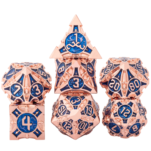 Dados geométricos 7 pcs Bordas afiadas RPG conjunto para jogos de tabuleiro Dragão Dungeons fantasy roleplay dados poliedrais azul