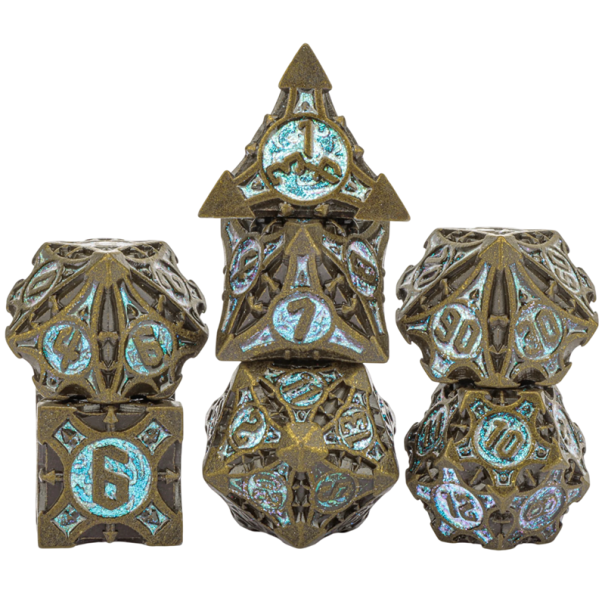 Dados geométricos 7 pcs Bordas afiadas RPG conjunto para jogos de tabuleiro Dragão Dungeons fantasy roleplay dados poliedrais castanho