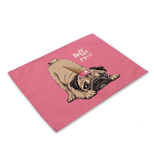 Dækkeserviet med bulldogmotiv 17