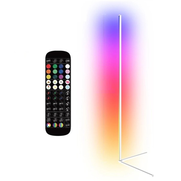 Dæmpbar hjørnegulvlampe 140 cm RGB+CW+WW 12W 1200LM Fjernbetjent musiktilstand timer Moderne LED-lampe hvid