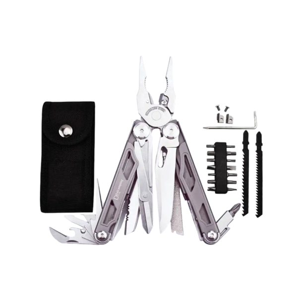 Daicamping DL30 Multifunctional Stainless Steel Tool Pliers Folding Knives Scissors Saw Screwdrivers EDC Survival Set with Case grey