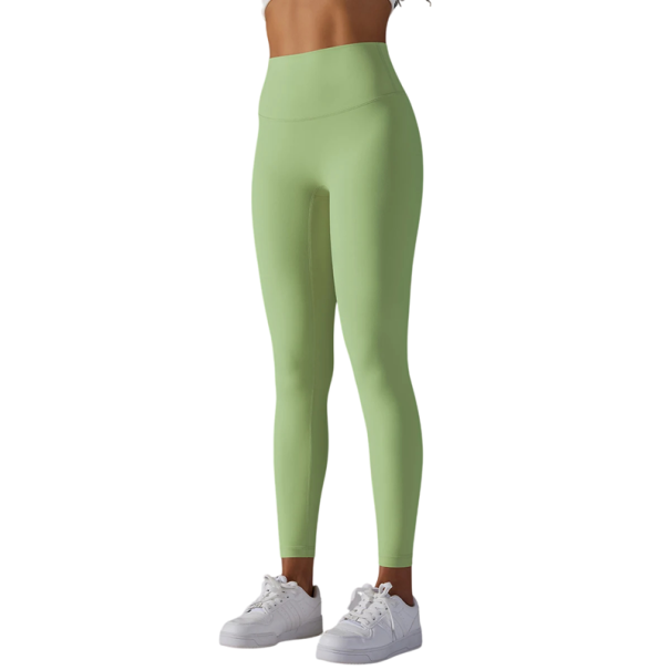 Dam Andningsbara Leggings med hög midja Sportbyxor för Fitness Yoga Löpning Cykling Elastiska Gymkläder Bekväm Passform ljusgrön XS
