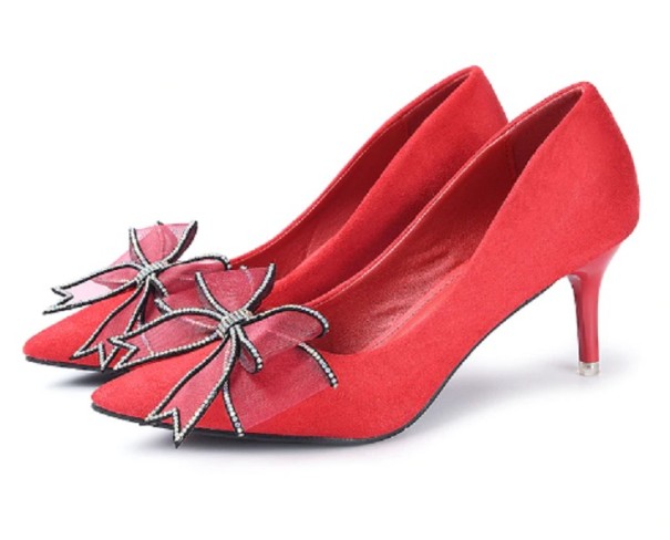 Dam eleganta pumps med rosett J3262