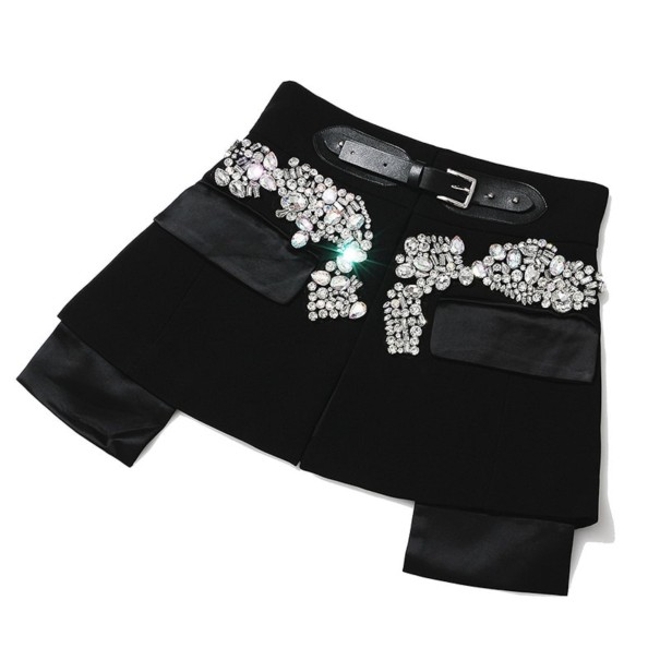 Dam minikjol med strass, svart
