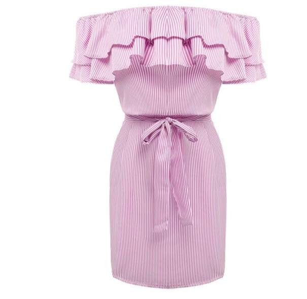Dam miniklänning med volanger rosa S