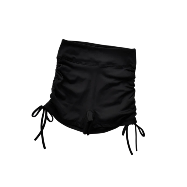 Dam Sportshorts Enfärgad Design Rynkning och Slips på Sidorna Nylon Lätt Elastisk Passform för Löpning Fitness svart S