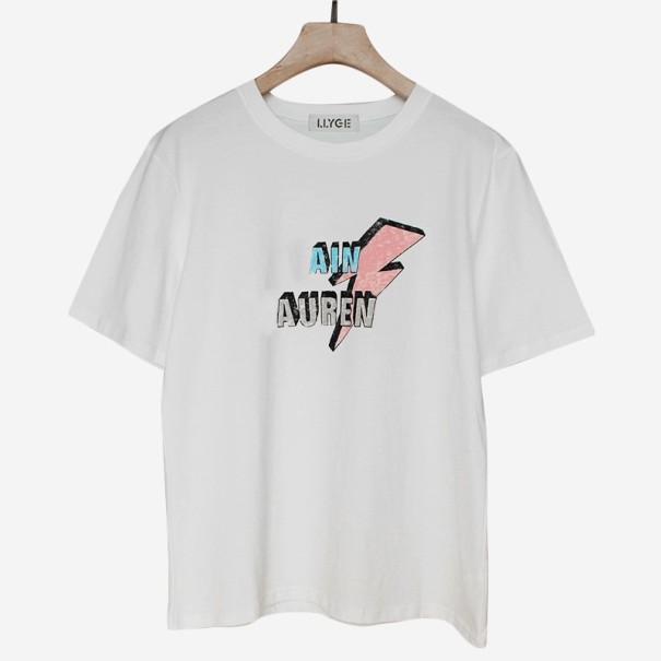 Dam T-shirt med blixt vit