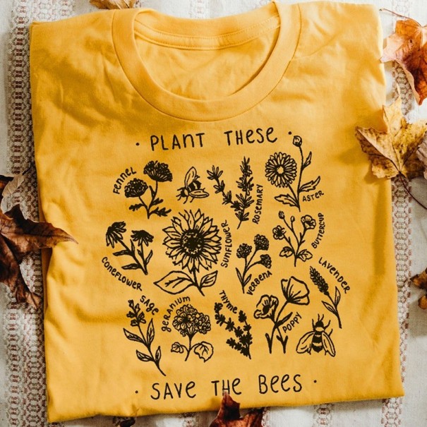 Dam T-shirt med blommor A221