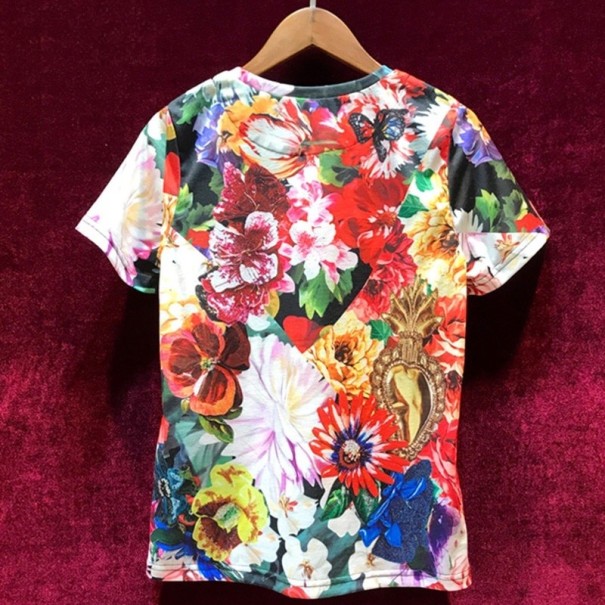 Dam T-shirt med blommor A795 L