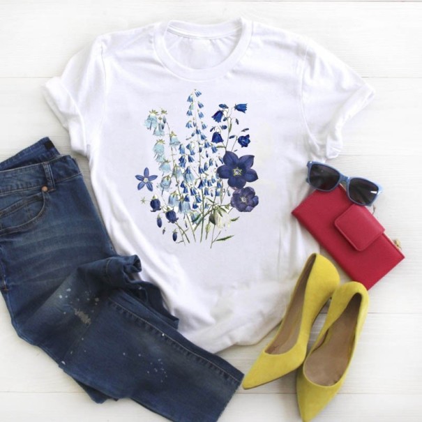 Dam T-shirt med blommotiv L 1