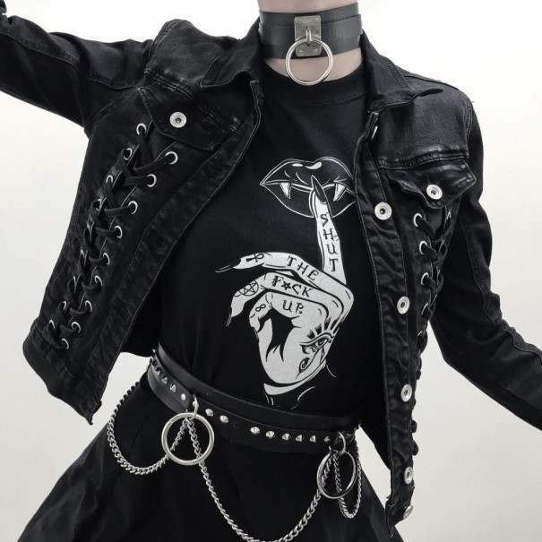 Dam T-shirt med handmotiv