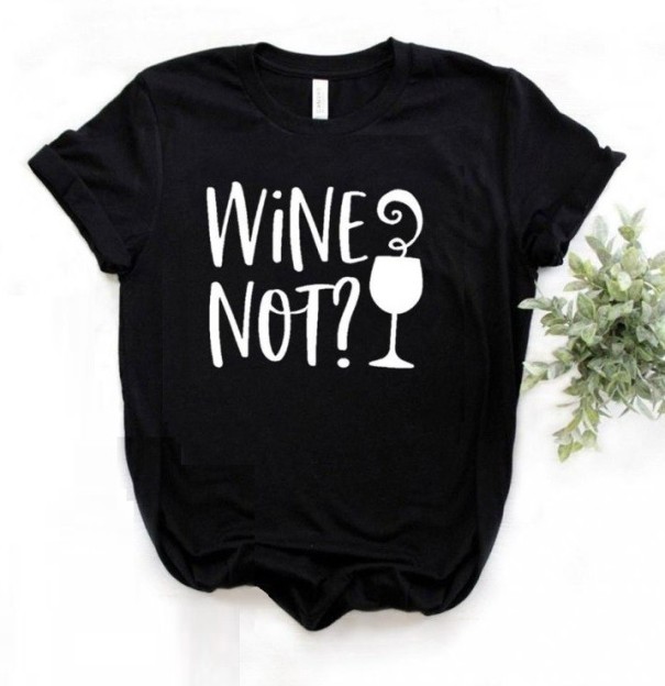 Dam T-shirt med roligt vintryck B315 svart L