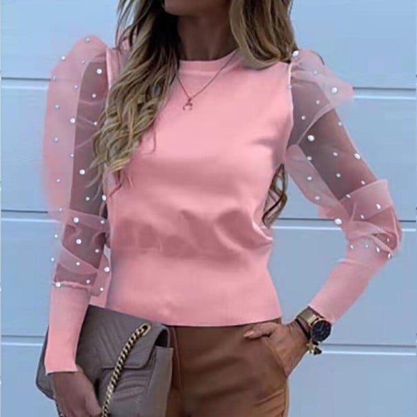 Dam T-shirt med skira ärmar rosa L 1