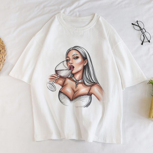 Dam T-shirt med tryck av dam A1236 S 1