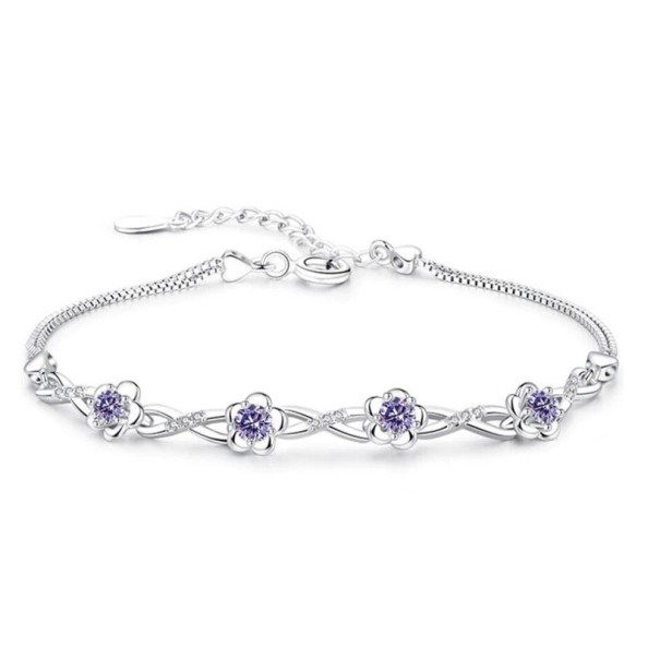 Damarmband med blommor lila
