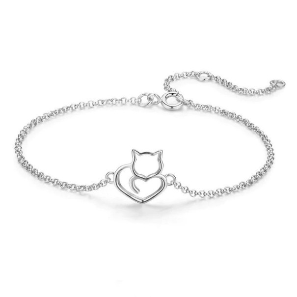 Damarmband med en katt silver