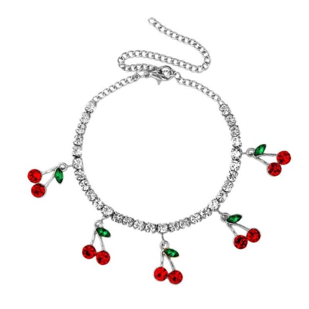 Damarmband med körsbär silver
