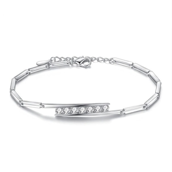 Damarmband med stenar H162 silver