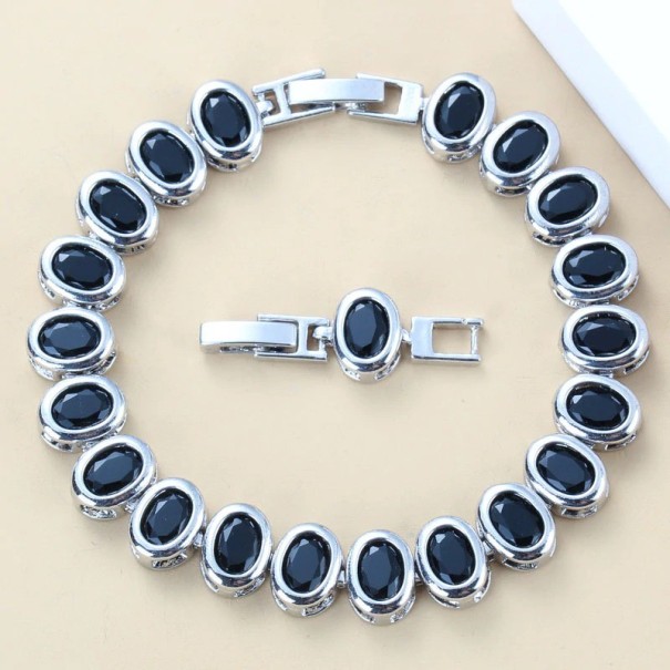 Damarmband med stenar P127 svart