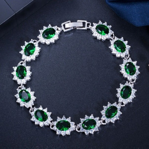 Damarmband med stenar P171 grön