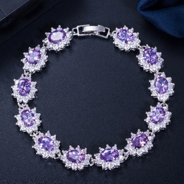 Damarmband med stenar P171 lila