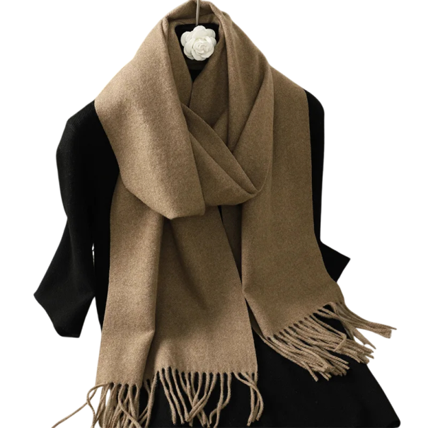 Damaskal 33x180 cm Enfärgad mjuk sjal med fransar Lätt värmande tillbehör i polyester Elegant sjal för höst och vinter khaki