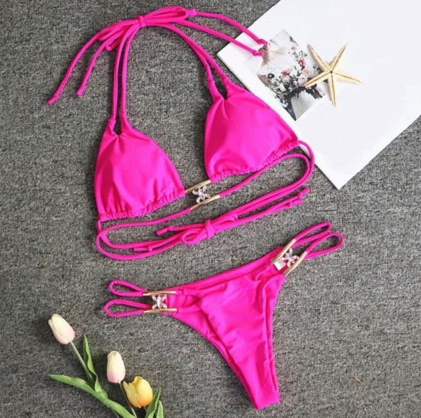 Dambikini P254 mörkrosa M