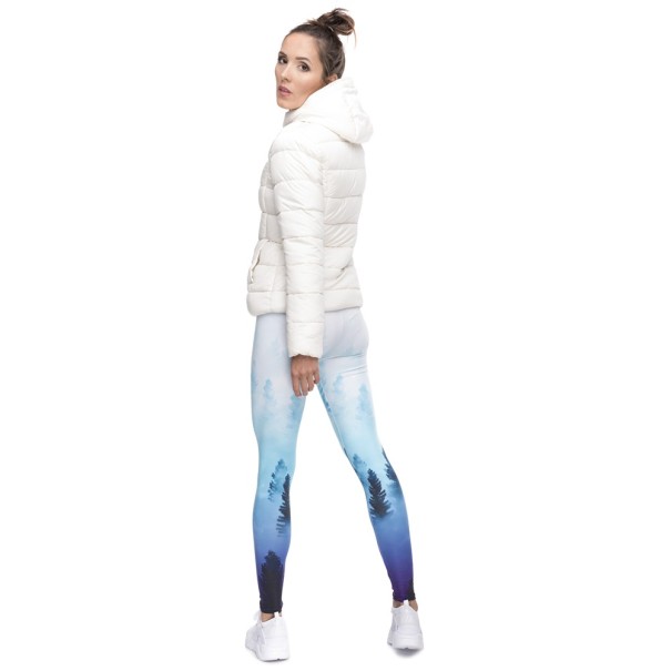 Dame 3D leggings med sneklædte træer 1