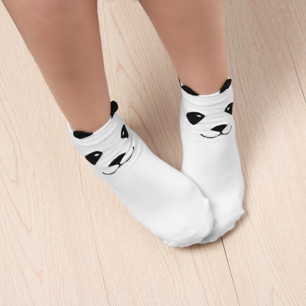 Dame 3D-sokker med panda J1074 hvid