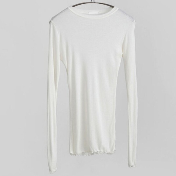 Dame basis T-shirt med lange ærmer hvid