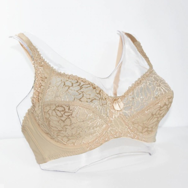 Dame-bh med blonde og sløjfe J2996 cremefarvet 80D
