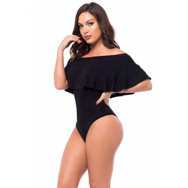 Dame bodysuit med skulderlukning B758 sort XS