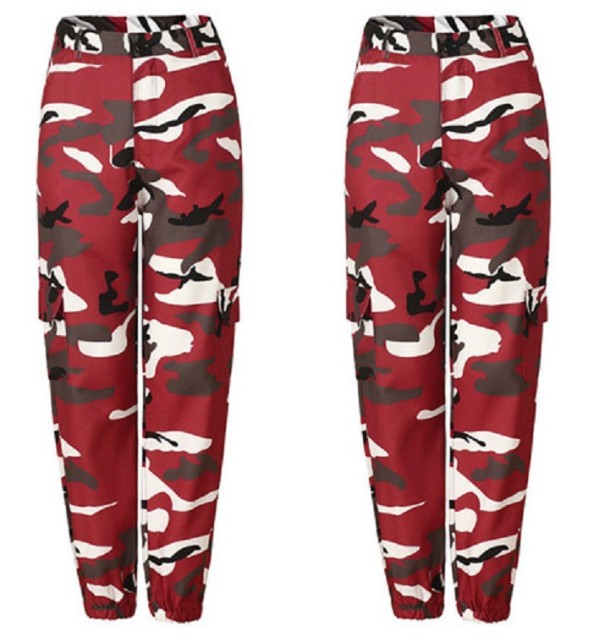 Dame camouflagebukser J2825 vinrød S