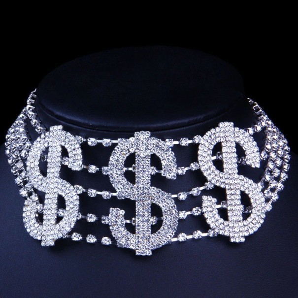 Dame choker halskæde dollar sølv