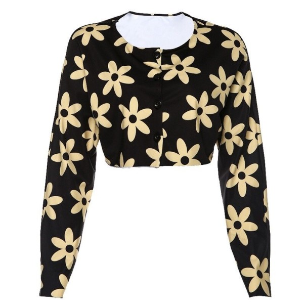 Dame crop top med blomster S