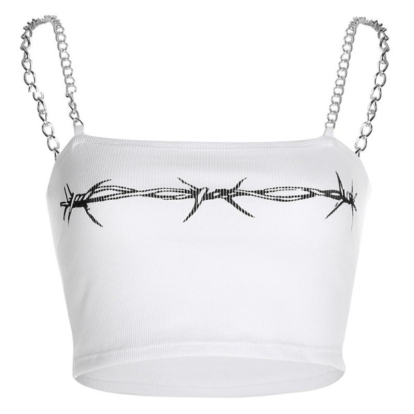 Dame crop top med kædestropper S