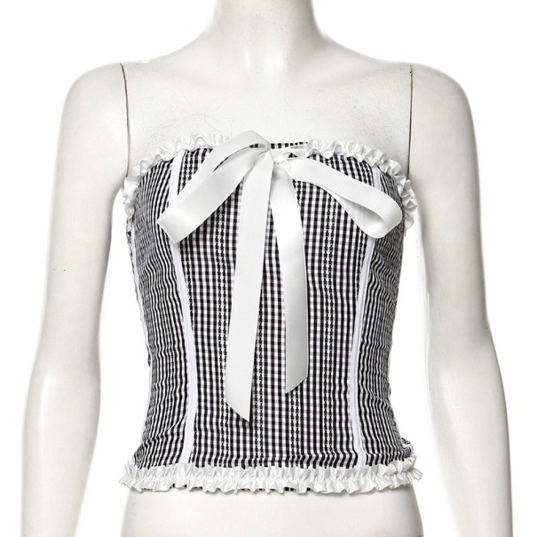 Dame crop top med sløjfe A1245 grå M