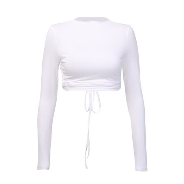 Dame crop top med synlig ryg B83 hvid S