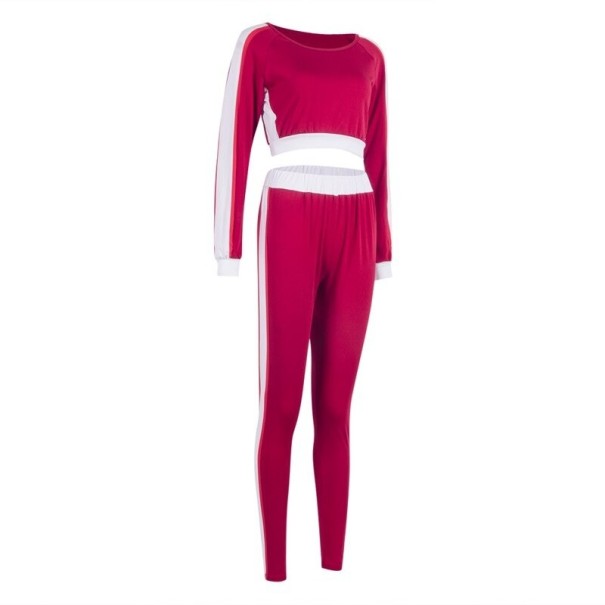 Dame crop top og joggingbukser B1005 vinrød M