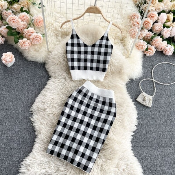 Dame crop top og nederdel B1062 hvid