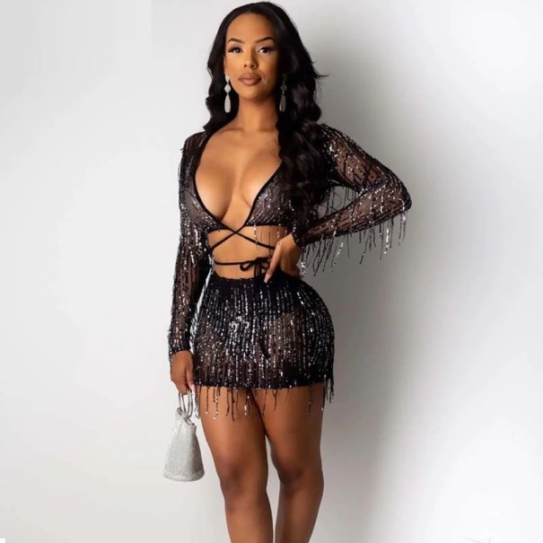 Dame crop top og nederdel B1076 L