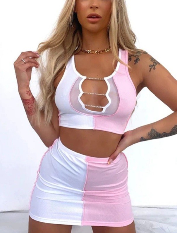 Dame crop top og nederdel B1124 S