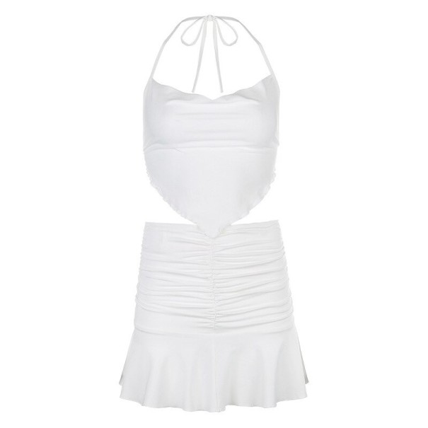 Dame crop top og nederdel B1255 hvid L