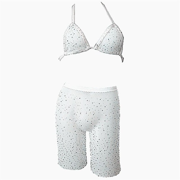 Dame crop top og shorts P889 hvid