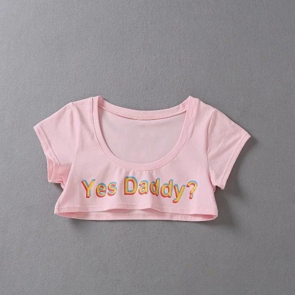 Dame crop top Yes Daddy rosa