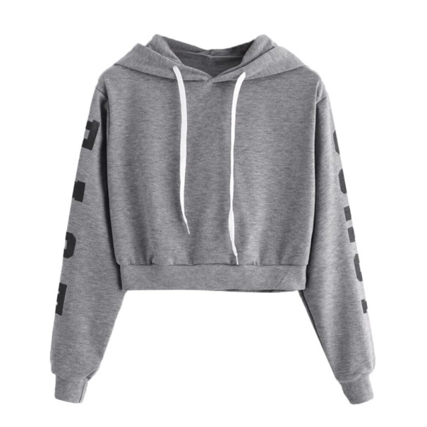 Dame cropped sweatshirt B9 grå L