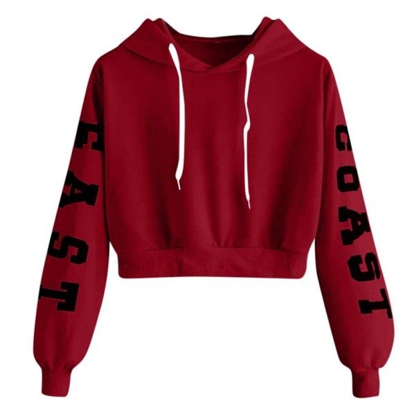 Dame cropped sweatshirt B9 vinrød L